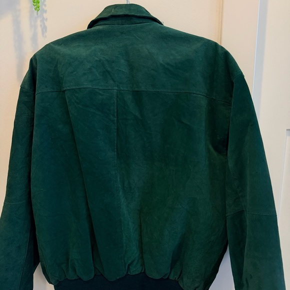 Vintage Global Identify G-lll Green 100% Leather Bomber Jacket Zip Closure Small - Picture 7 of 13